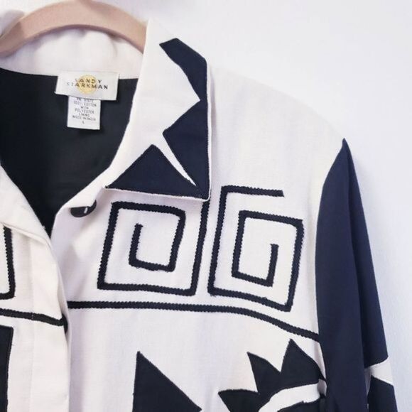 Sandy Starkman Black and White Aztec Print Shacket - Picture 3 of 10